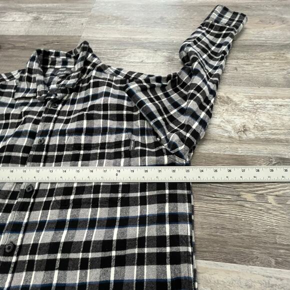Eddie Bauer Gray‎ Blue Tartan Plaid Mens XL Long Sleeve Button Up Flannel Shirt - Picture 6 of 10